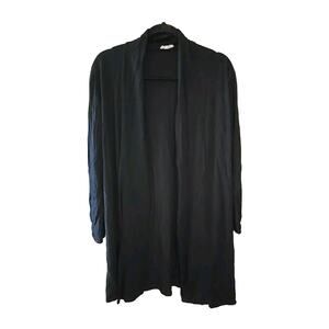 Respect Black Open Front Long Sleeve Duster Cardigan Sweater Womans Size Medium